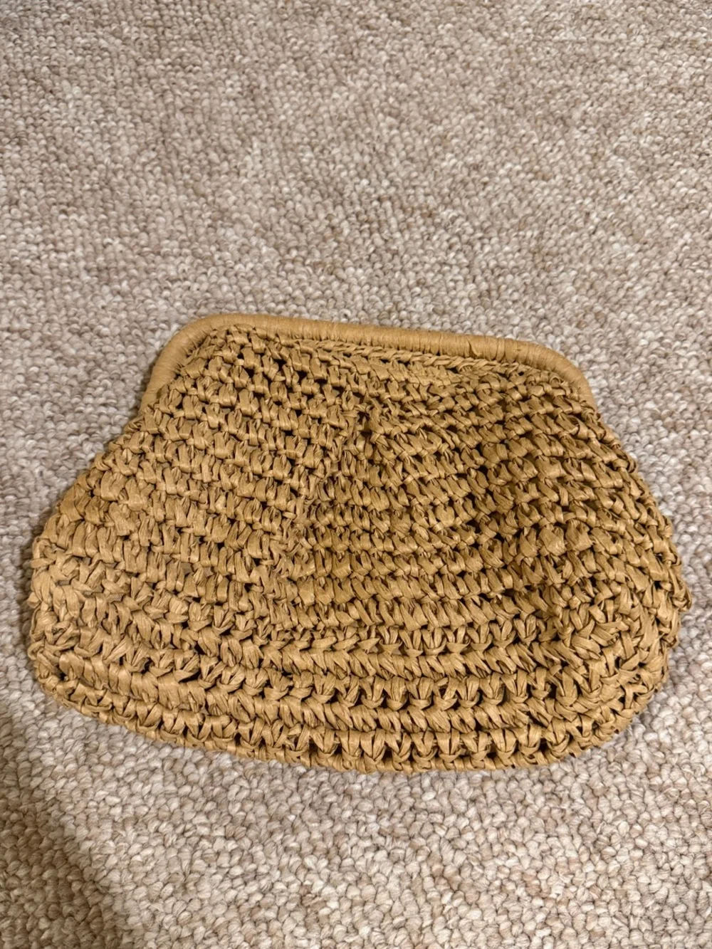 Handwoven Straw Clutch in Tan With Optional Gold Chain Strap